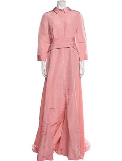 Pre-owned Carolina Herrera Silk Long Dress In Pink