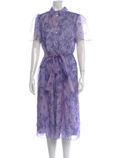 Pre-owned Carolina Herrera Silk Long Dress In Purple