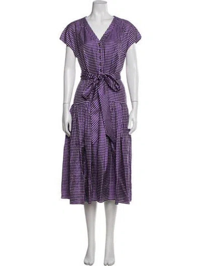 Pre-owned Carolina Herrera Silk Long Dress In Purple