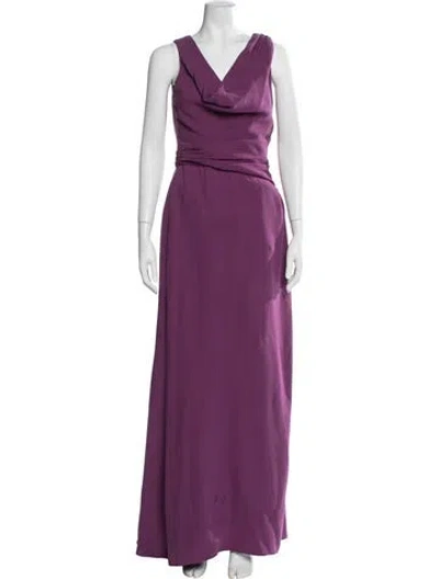 Pre-owned Carolina Herrera Silk Long Dress In Purple