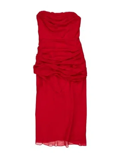 Pre-owned Carolina Herrera Silk Long Dress In Red