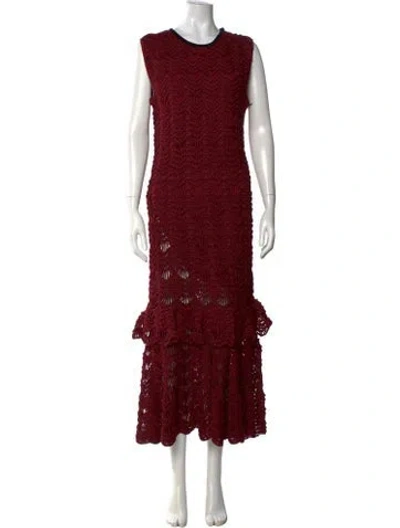 Pre-owned Carolina Herrera Silk Long Dress In Red