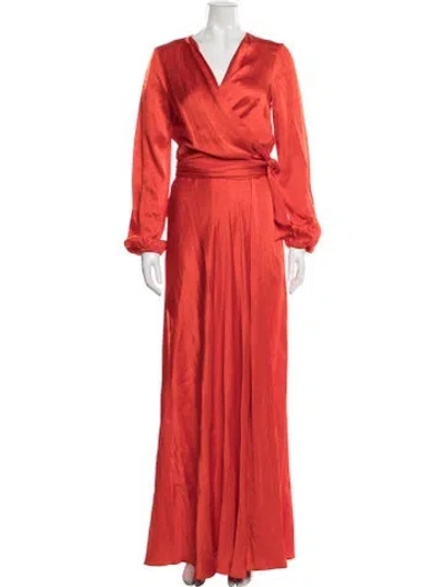 Pre-owned Carolina Herrera Silk Long Dress In Red