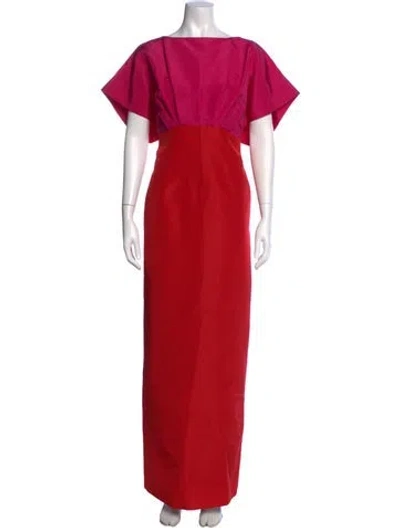 Pre-owned Carolina Herrera Silk Long Dress In Red