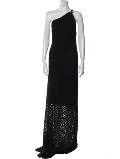 Pre-owned Carolina Herrera Silk Long Dress W/ Tags In Black
