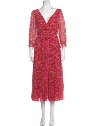 Pre-owned Carolina Herrera Silk Long Dress W/ Tags In Pink