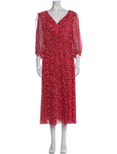 Pre-owned Carolina Herrera Silk Long Dress W/ Tags In Pink