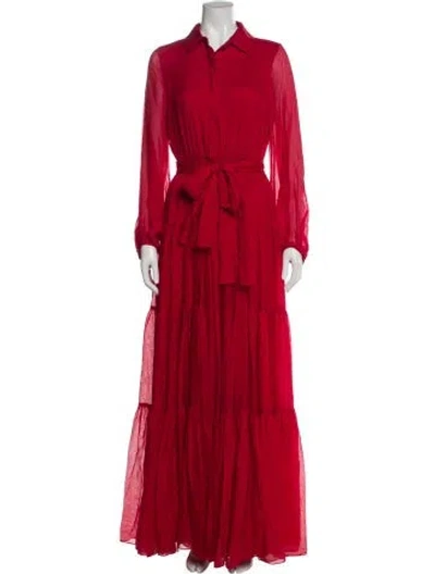 Pre-owned Carolina Herrera Silk Long Dress W/ Tags In Red