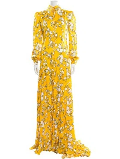 Pre-owned Carolina Herrera Silk Long Dress W/ Tags In Yellow