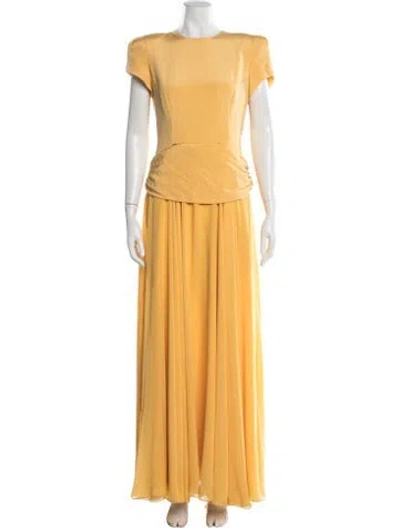 Pre-owned Carolina Herrera Silk Long Dress In Yellow