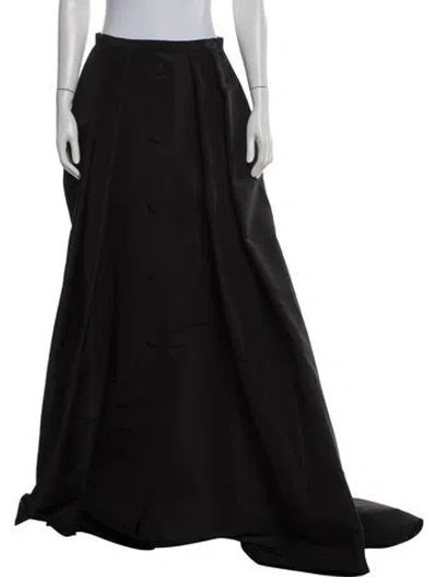 Pre-owned Carolina Herrera Silk Long Skirt In Black