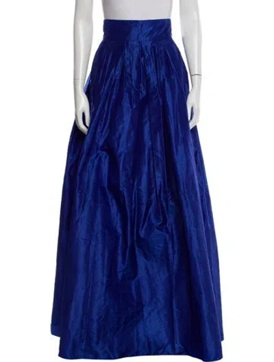 Pre-owned Carolina Herrera Silk Long Skirt In Blue