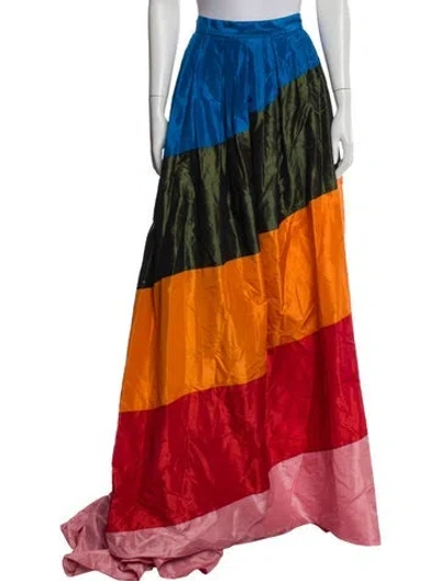 Pre-owned Carolina Herrera Silk Long Skirt In Red