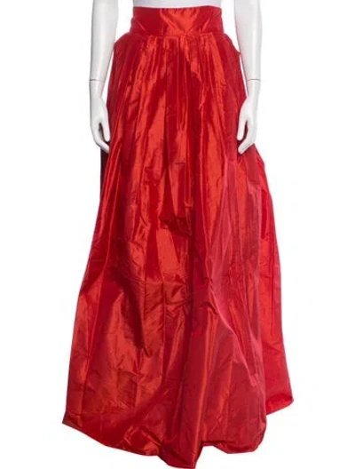 Pre-owned Carolina Herrera Silk Long Skirt In Red