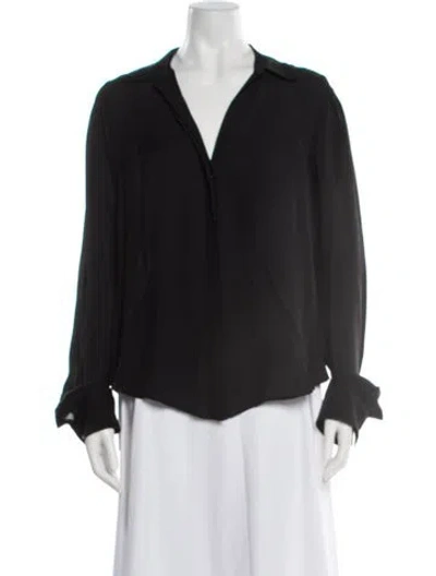 Pre-owned Carolina Herrera Silk Long Sleeve Blouse In Black