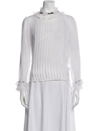 Pre-owned Carolina Herrera Silk Long Sleeve Blouse In Neutrals