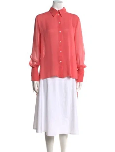 Pre-owned Carolina Herrera Silk Long Sleeve Blouse In Pink