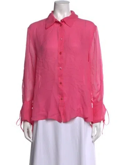 Pre-owned Carolina Herrera Silk Long Sleeve Blouse In Pink