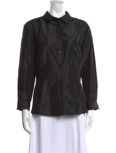 Pre-owned Carolina Herrera Silk Long Sleeve Button-up Top W/ Tags In Black