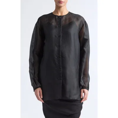 Carolina Herrera Silk Long Sleeve Shirt In Black