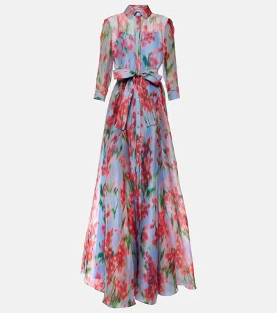 sachin and babi light blue dress Carolina Herrera Silk Midi Dress In Pink