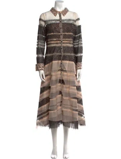 Pre-owned Carolina Herrera Silk Midi Length Dress In Black