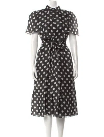 Pre-owned Carolina Herrera Silk Midi Length Dress In Black