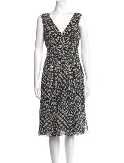 Pre-owned Carolina Herrera Silk Midi Length Dress In Black