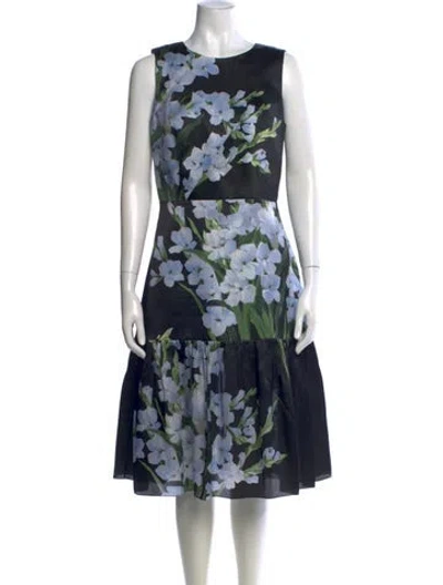 Pre-owned Carolina Herrera Silk Midi Length Dress In Black