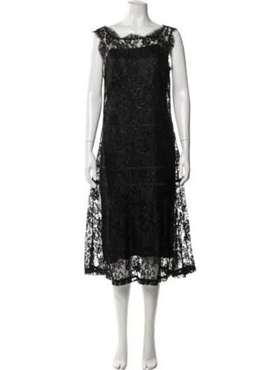 Pre-owned Carolina Herrera Silk Midi Length Dress In Black