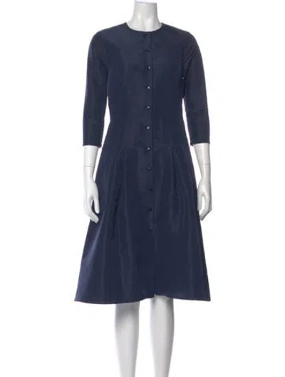 Pre-owned Carolina Herrera Silk Midi Length Dress In Blue