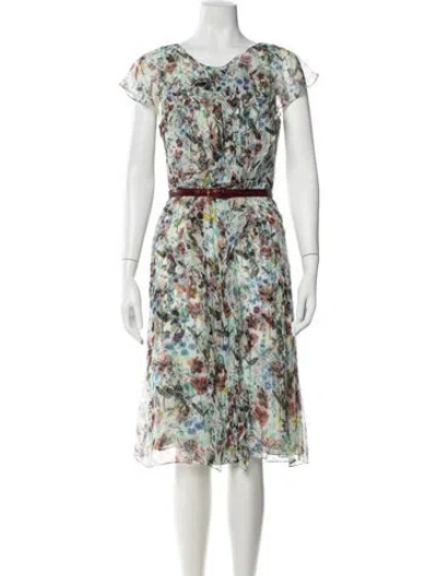 Pre-owned Carolina Herrera Silk Midi Length Dress In Blue