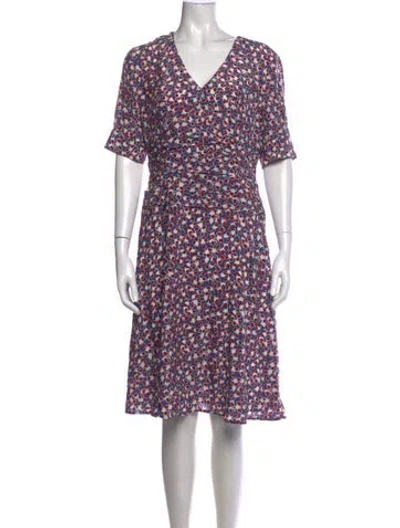 Pre-owned Carolina Herrera Silk Midi Length Dress In Blue