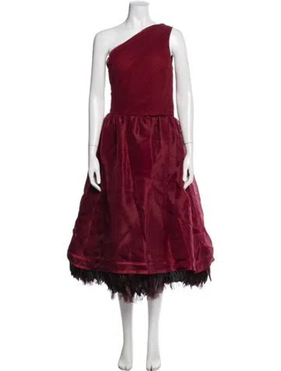 Pre-owned Carolina Herrera Silk Midi Length Dress In Burgundy