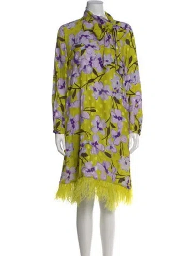 Pre-owned Carolina Herrera Silk Midi Length Dress In Green