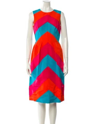 Pre-owned Carolina Herrera Silk Midi Length Dress In Multi