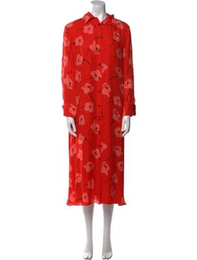 Pre-owned Carolina Herrera Silk Midi Length Dress In Orange