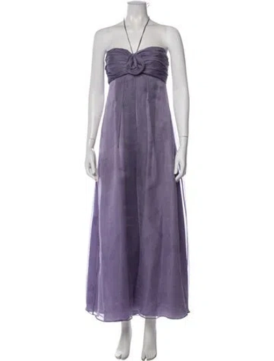 Pre-owned Carolina Herrera Silk Midi Length Dress In Purple