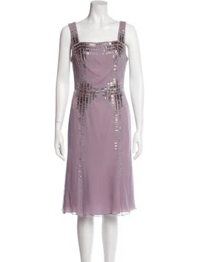 Pre-owned Carolina Herrera Silk Midi Length Dress In Purple