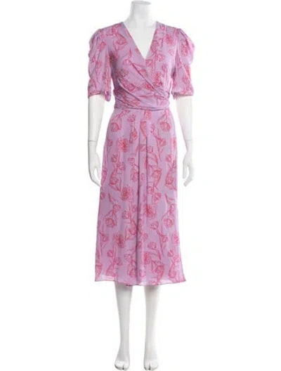 Pre-owned Carolina Herrera Silk Midi Length Dress In Purple