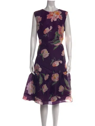 Pre-owned Carolina Herrera Silk Midi Length Dress In Purple