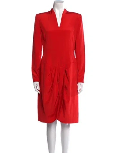 Pre-owned Carolina Herrera Silk Midi Length Dress In Red