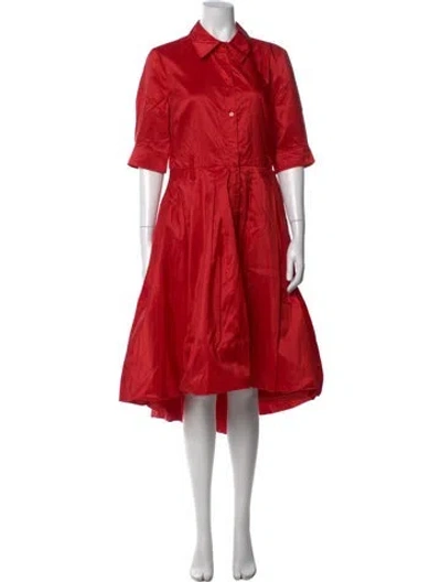 Pre-owned Carolina Herrera Silk Midi Length Dress In Red