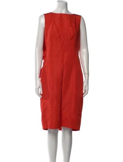 Pre-owned Carolina Herrera Silk Midi Length Dress In Red