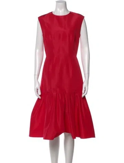 Pre-owned Carolina Herrera Silk Midi Length Dress In Red