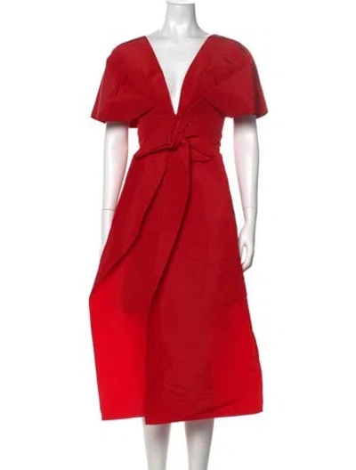 Pre-owned Carolina Herrera Silk Midi Length Dress In Red