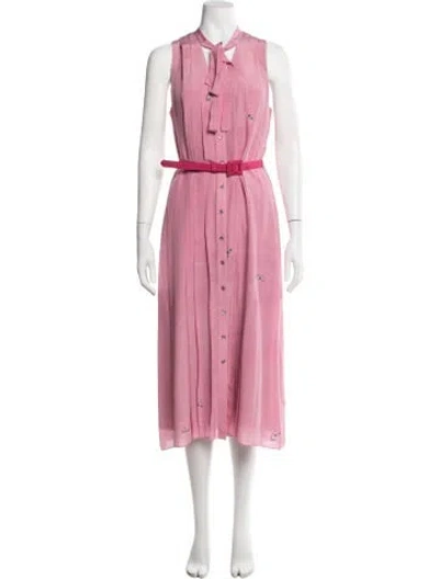 Pre-owned Carolina Herrera Silk Midi Length Dress W/ Tags In Brown/pink