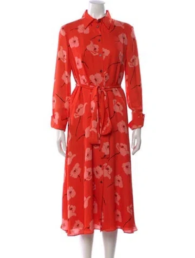 Pre-owned Carolina Herrera Silk Midi Length Dress W/ Tags In Orange