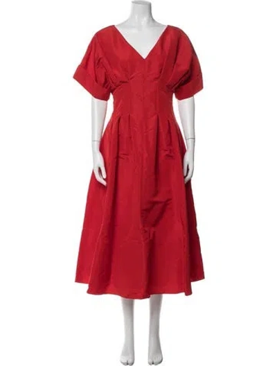 Pre-owned Carolina Herrera Silk Midi Length Dress W/ Tags In Red