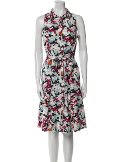 Pre-owned Carolina Herrera Silk Midi Length Dress In White
